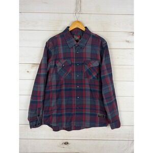 Troll Co. Shirt Mens XL Flannel Plaid Snap Button Dirty Hands Clean Money